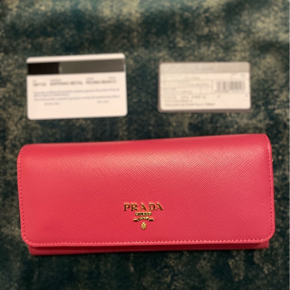 Prada Saffiano Leather Wallet/Clutch in Pink